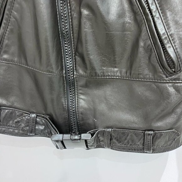 1980'S Oversized Leather Bomber Jackets CafeRacer Biker by Angora sz36 Vintage - Picture 7 of 12